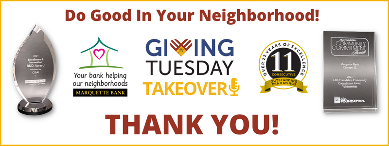 Giving Tuesday means a lot to your local small businesses and nonprofits! Do Good In Your Neighborhood! CBAI Award, Giving Tuesday Takeover, CRA 11 Outstanding Award, ABA Award