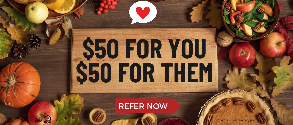 Refer Now - When you refer a friend, you and your friend will both receive a $50 gift card!