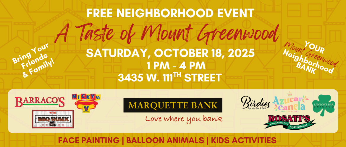 Free Neighborhood Event - A Taste of Mount Greenwood - Saturday, October 18, 2025 - 3435 W. 111th Street, Chicago, IL 60655