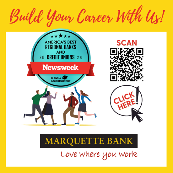 Join Our Team - We're Hiring - Lots of Perks & Benefits and 2024 NewsWeek's America's Best Regional Banks and Credit Unions