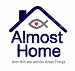 Almost Home - With Him We Will Do Great Things - Logo: Fish and Heart within a House