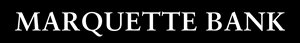 Marquette Bank in white lettering within black box.